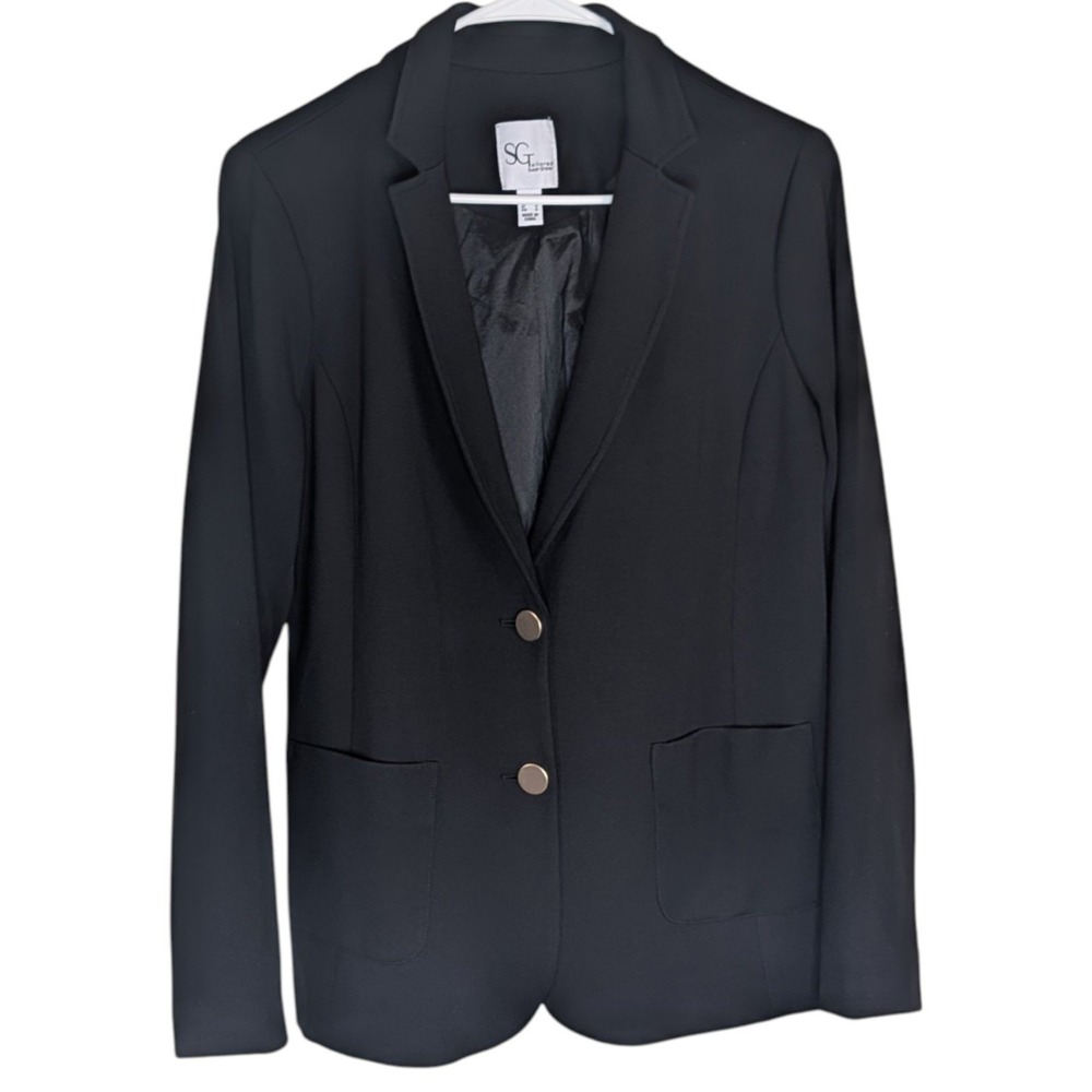 Susan‎ Graver Sleek Ponte Blazer Women XS Black Tailored A684090 Two Button